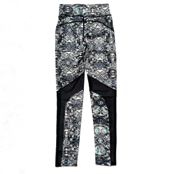 NWT Abstract Print Mesh Cutouts Blue Grey & Black Yoga Leggings Size S/M - Picture 7 of 11